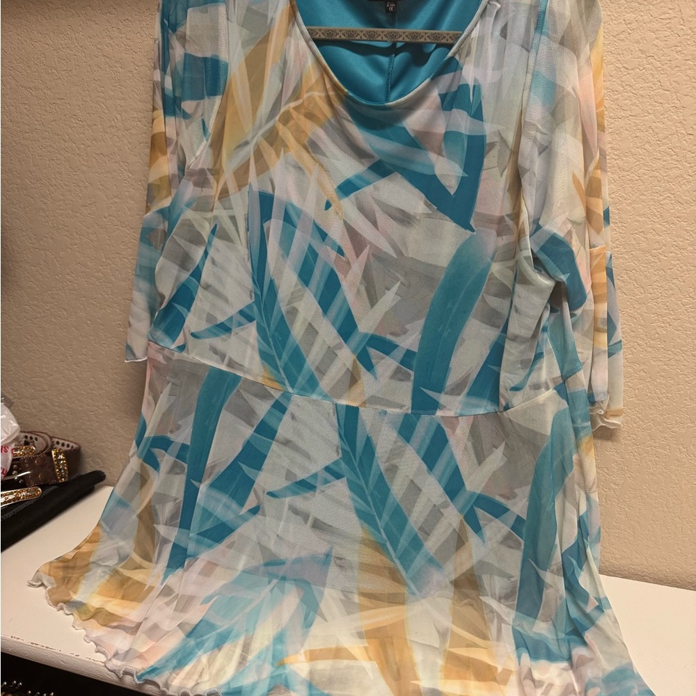 Elegant Blue and Yellow Women's Pantsuit NWOT 1X
